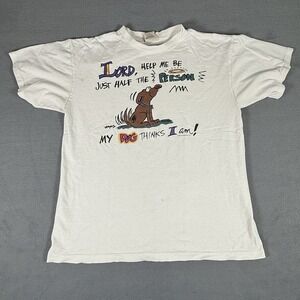 Vintage 1996 Man's Best Friend Dog Humor Funny‎ Single Stitch Tee Large USA 90s